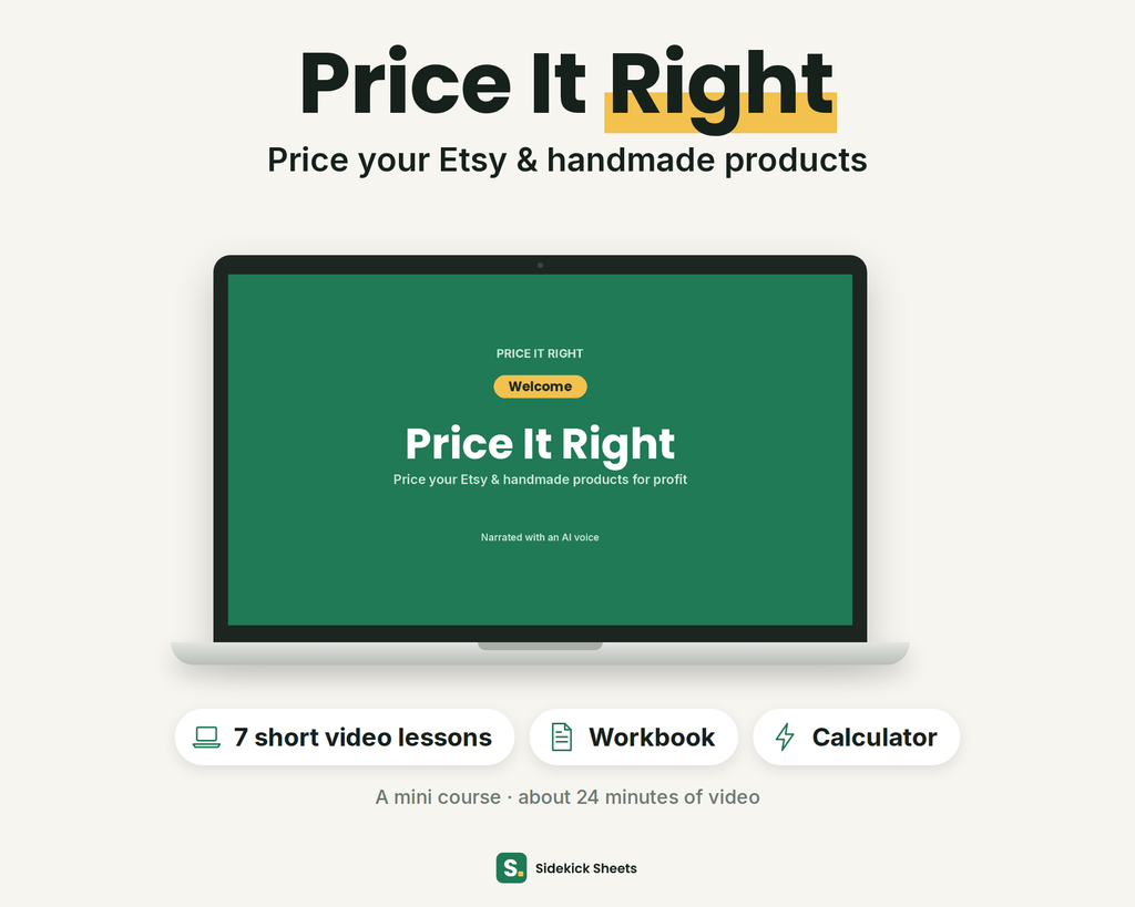Price It Right mini course for Etsy and handmade sellers