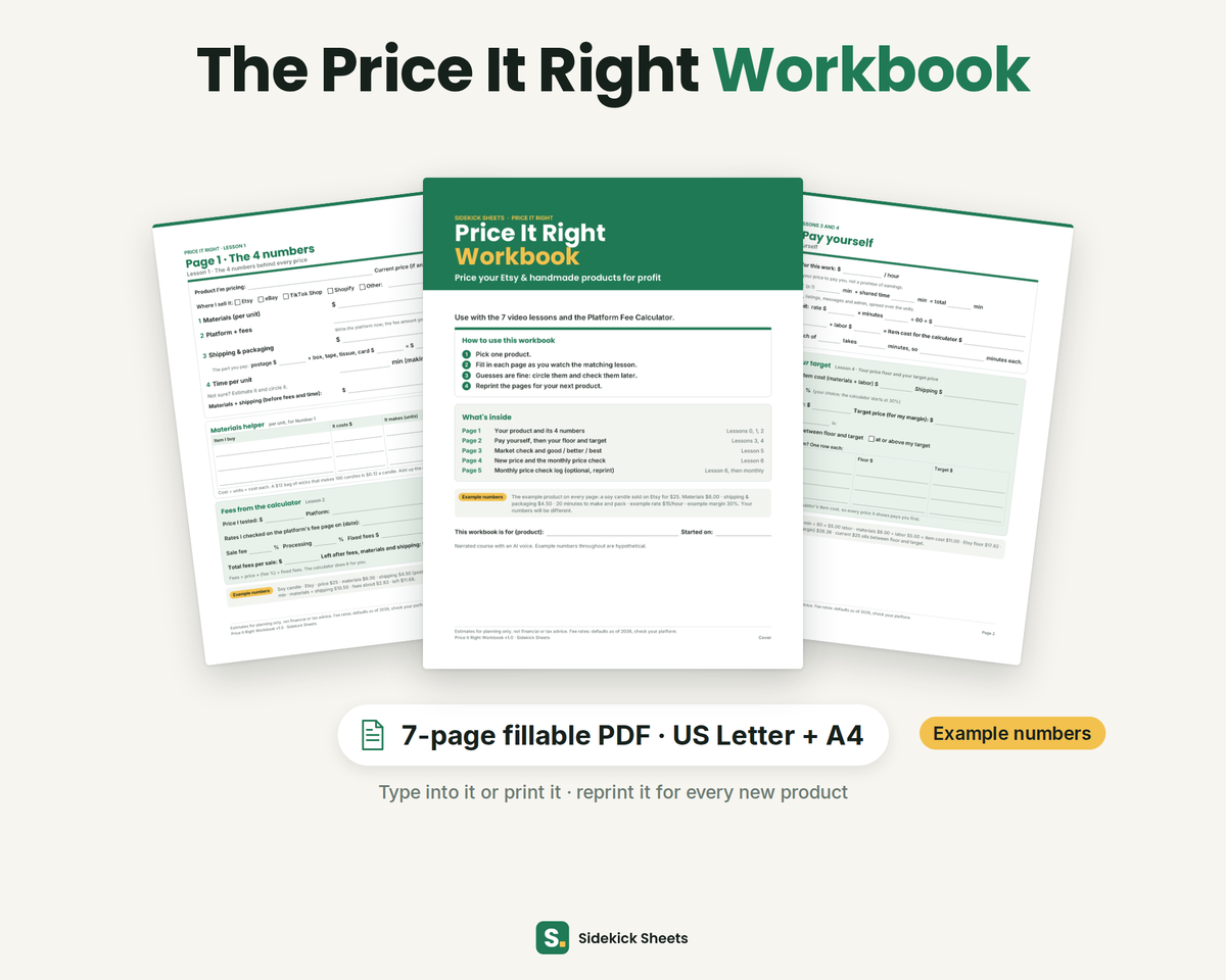 The Price It Right Workbook, fillable PDF